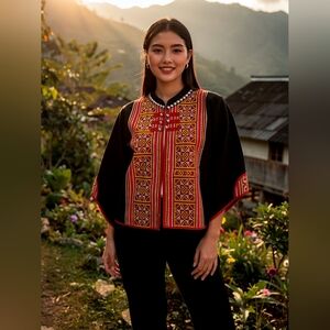 Size L - Handcrafted Ethnic Embroidered Hemp Jacket 04